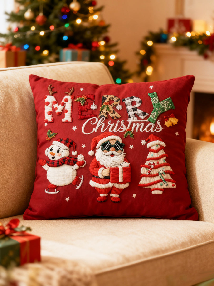 Fun Christmas Santa Claus Snowman Pillow
