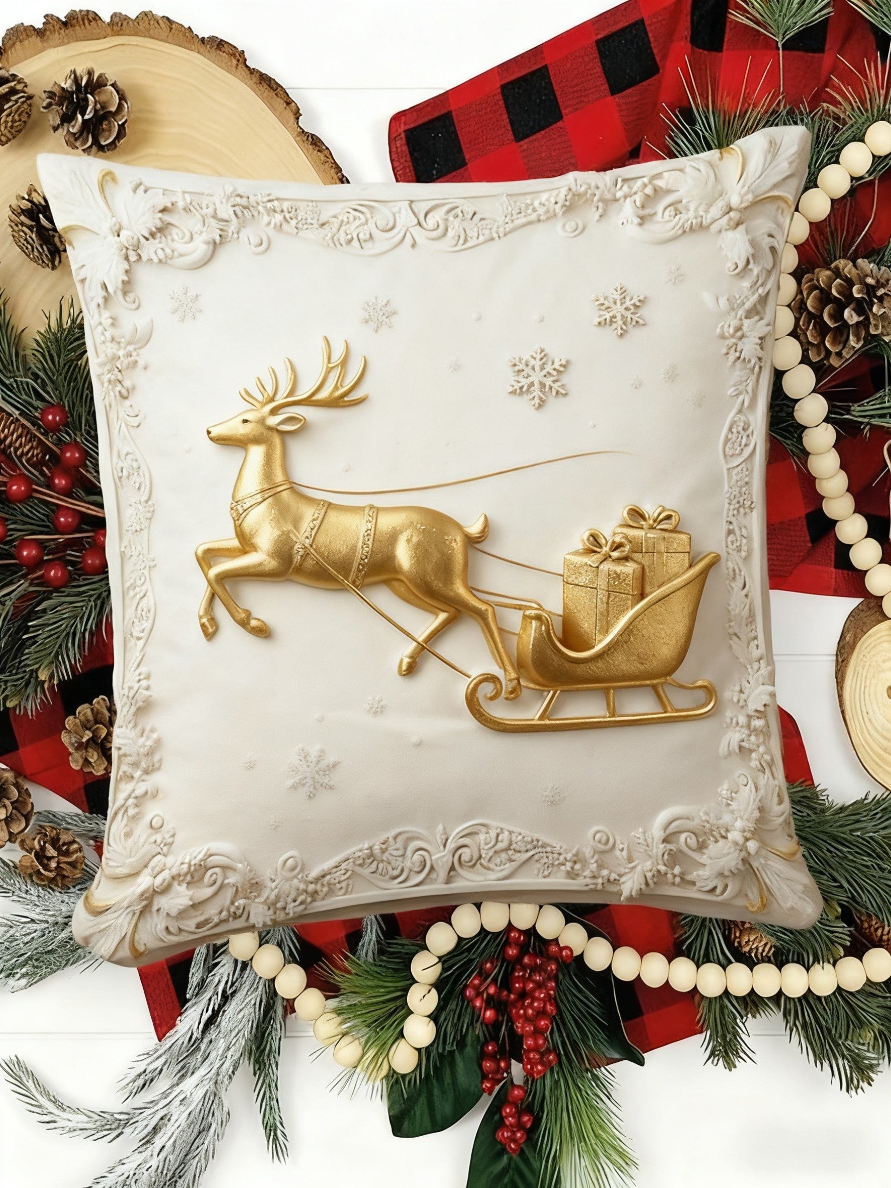 Retro Christmas Reindeer Gift Pillow