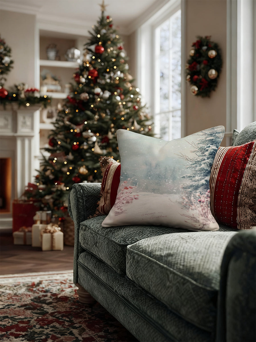 Snowy Forest Christmas Throw Pillow