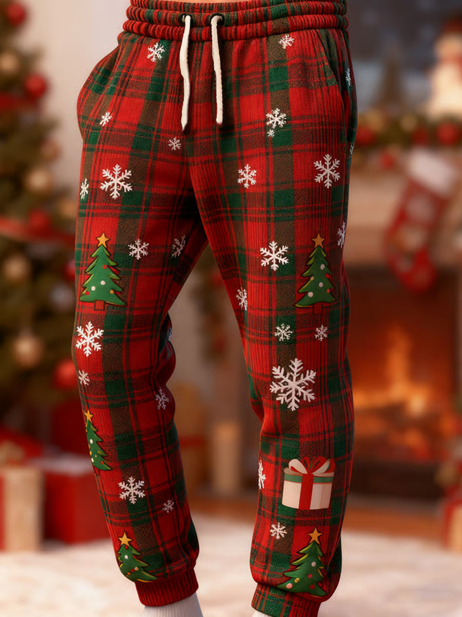 Men's Retro Christmas Art Print Casual Comfort Trousers