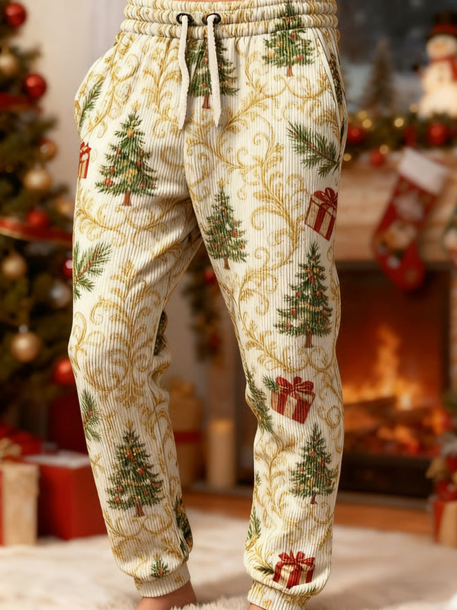 Men's Retro Christmas Art Print Casual Comfort Trousers
