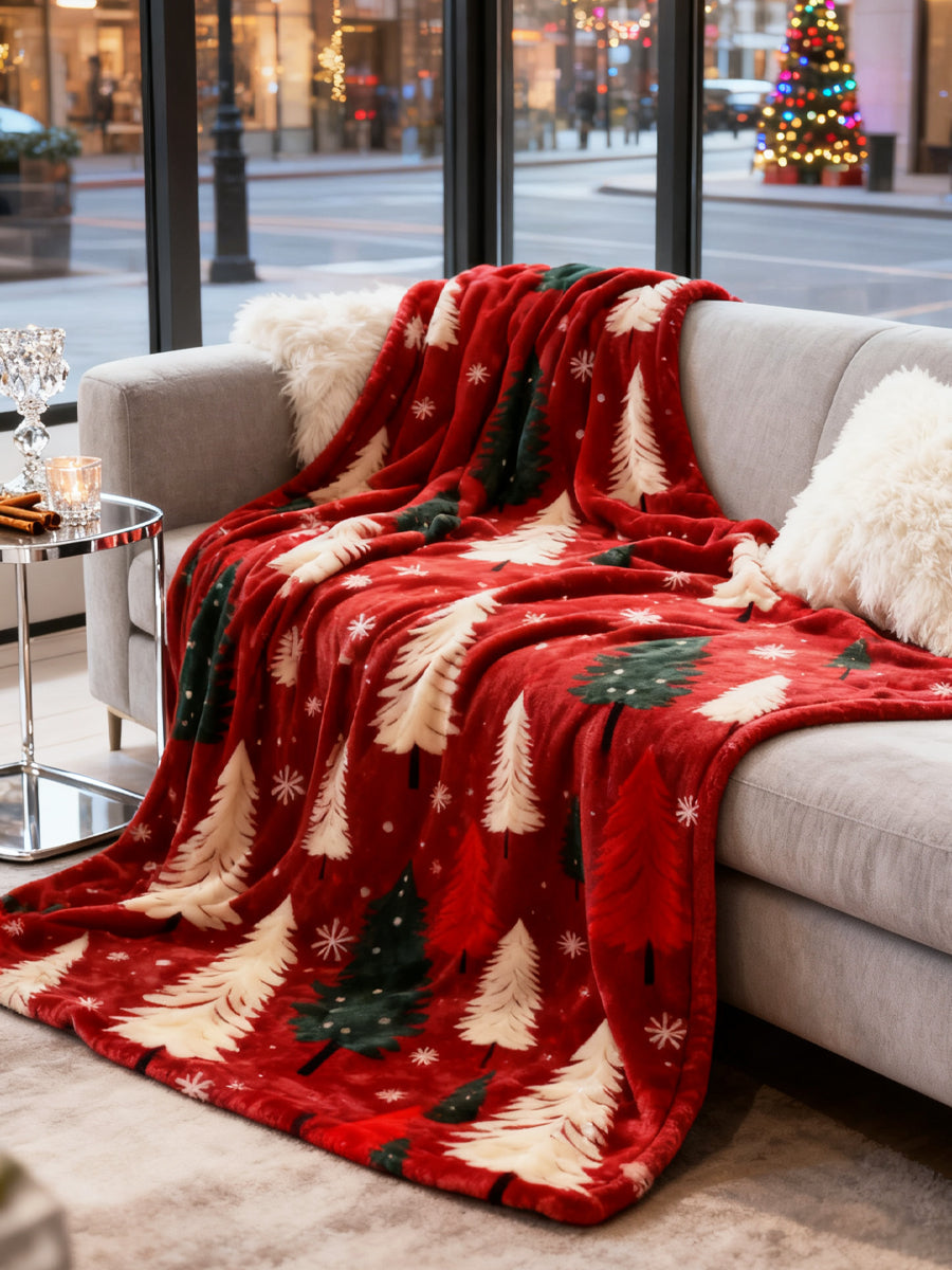 Cute Christmas Tree Flannel Blanket