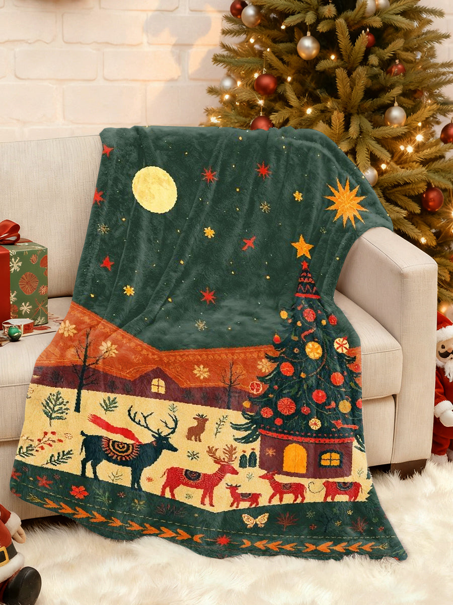 Retro Christmas Patterned Blanket