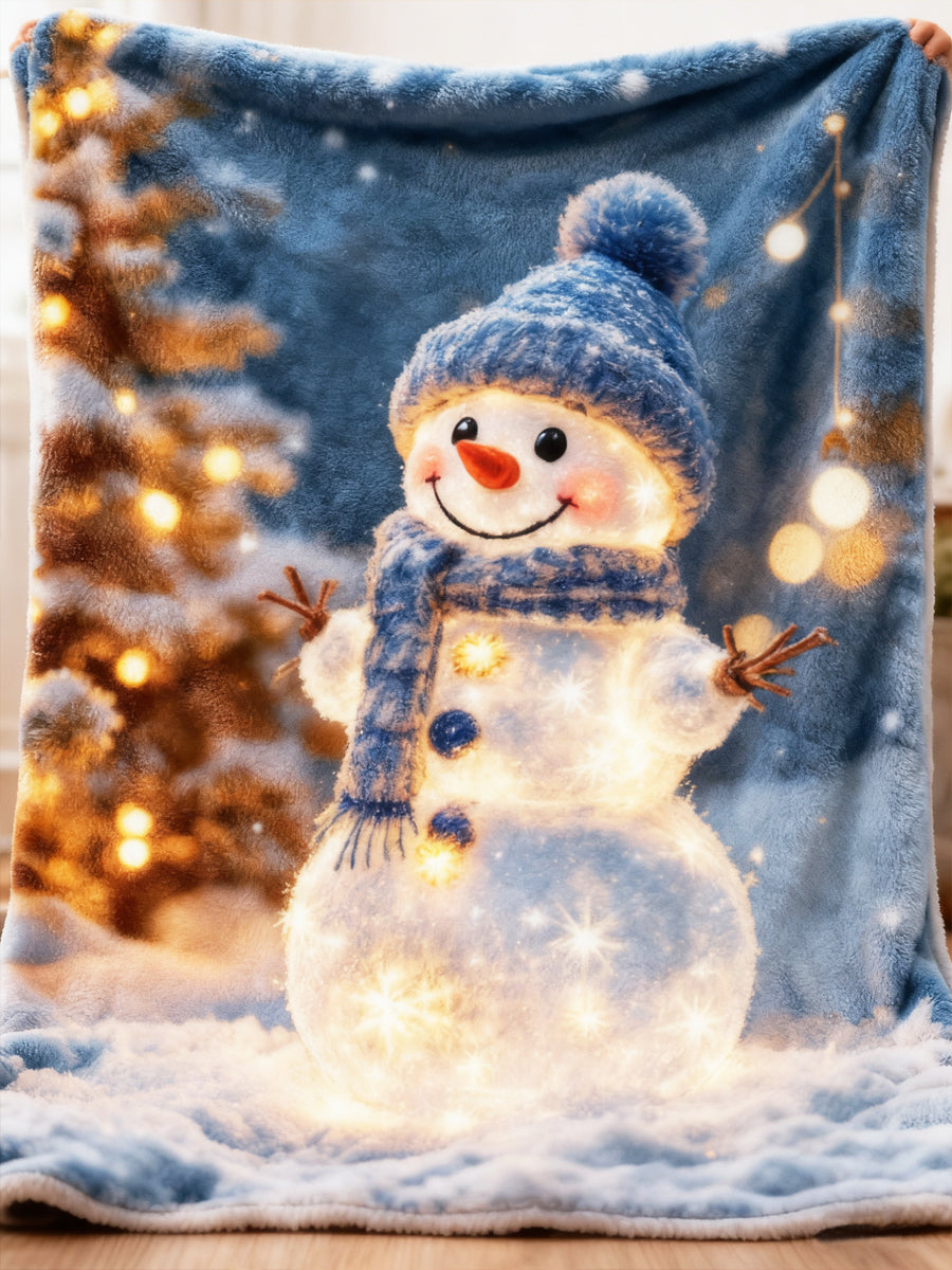Cute Christmas Snowman Flannel Blanket