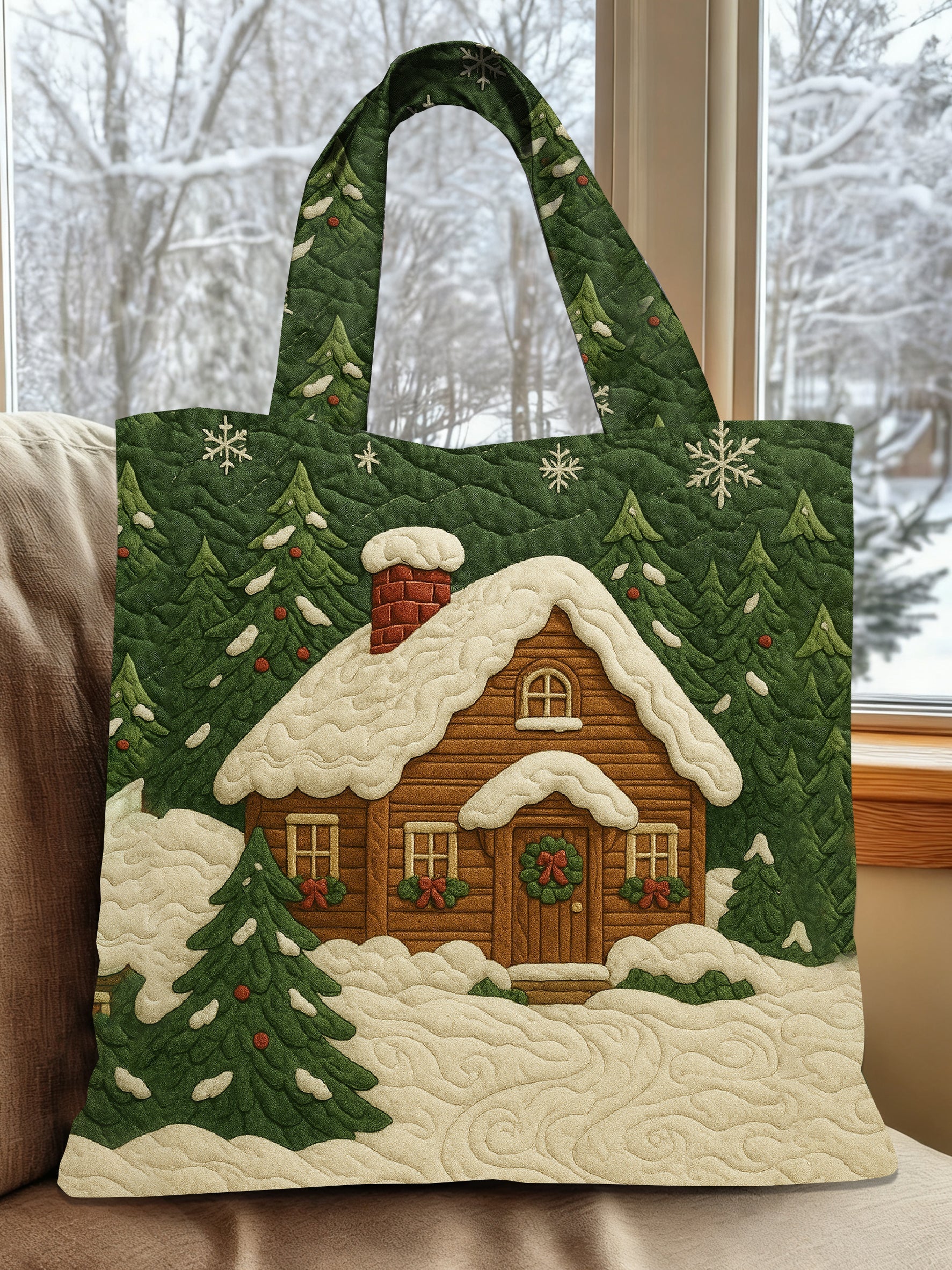 Vintage Christmas Printed Handbag